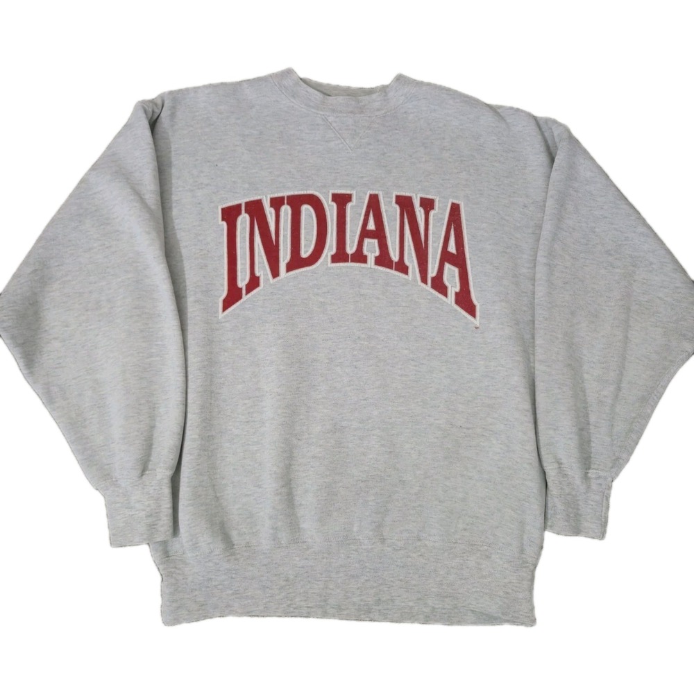 Vintage Indiana Hoosiers Sweatshirt Mens Size Large 90s Spellout Gray Football